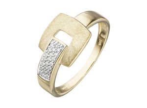 4061861152082 - Fingerring JOBO Fingerringe Gr 52 SI = kleine Einschlüsse Gelbgold 585-Diamanten gelb (gelbgold 585) Damen Diamantringe 585 Gold mit 22 Diamanten