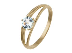 4061861152433 - Fingerring JOBO Fingerringe Gr 50 Gelbgold 585 blau (hellblau) Damen Fingerringe 585 Gold mit Blautopas