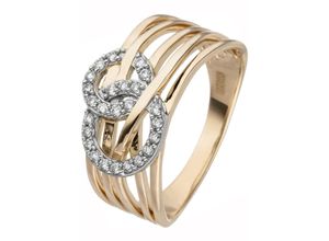 4061861155700 - Fingerring JOBO Fingerringe Gr 58 P1 = bei 10-facher Vergrößerung erkennbare Einschlüsse Gelbgold 585-Diamanten gelb (gelbgold 585) Damen Diamantringe 585 Gold mit 25 Diamanten