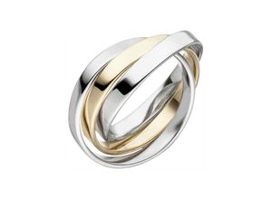 4061861157988 - Fingerring JOBO Fingerringe Gr 50 Silber 925 (Sterlingsilber) silberfarben (silber 925) Damen Fingerringe 3-reihig verschlungen 925 Silber bicolor vergoldet