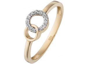 4061861159623 - Fingerring JOBO Fingerringe Gr 56 Gelbgold 333 goldfarben (gelbgold 333 weiß) Damen 333 Gold bicolor mit 13 Zirkonia