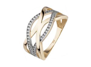 4061861159661 - Fingerring JOBO Fingerringe Gr 50 Gelbgold 333 goldfarben (gelbgold 333 weiß) Damen Fingerringe 333 Gold bicolor mit 46 Zirkonia