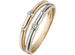 4061861159807 - Fingerring JOBO Fingerringe Gr 50 Gelbgold 333 goldfarben (gelbgold 333 weiß) Damen Fingerringe 333 Gold bicolor mit 4 Zirkonia