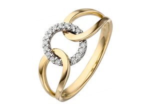 4061861162852 - Fingerring JOBO Fingerringe Gr 50 SI = kleine Einschlüsse Gelbgold 585-Diamanten gelb (gelbgold 585) Damen Diamantringe 585 Gold mit 16 Diamanten