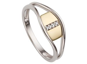 4061861165068 - Fingerring JOBO Ring mit 4 Diamanten Fingerringe Gr 56 SI = kleine Einschlüsse Gelbgold 585-Weißgold 585-Diamanten gelb (gelbgold 585) Damen Diamantringe 585 Gold bicolor