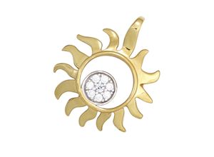 4061861165259 - Sonnen-Anhänger JOBO Anhänger Sonne Schmuckanhänger Gr P1 = bei 10-facher Vergrößerung erkennbare Einschlüsse Gelbgold 585-Diamanten gelb (gelbgold 585) Damen Anhänger 585 Gold bicolor mit 8 Diamanten