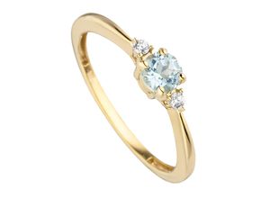 4061861166911 - Fingerring JOBO Ring mit Blautopas und Zirkonia Fingerringe Gr 50 Gelbgold 333 goldfarben (gelbgold 333 blau) Damen Fingerringe 333 Gold