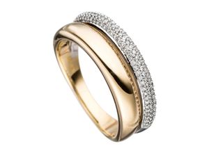 4061861169530 - Diamantring JOBO Ring mit 101 Diamanten Fingerringe Gr 50 SI = kleine Einschlüsse Gelbgold 585-Weißgold 585-Diamanten gelb (gelbgold 585) Damen Diamantringe 585 Gold bicolor