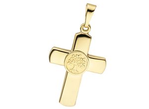 4061861170536 - Kreuz-Anhänger JOBO Anhänger Kreuz mit Lebensbaum Schmuckanhänger Gr Gelbgold 333 goldfarben (gelbgold 333) Damen Anhänger 333 Gold