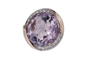 4061861171014 - Ketten-Anhänger JOBO Anhänger mit Amethyst und 16 Diamanten Schmuckanhänger Gr SI = kleine Einschlüsse Roségold 585-Diamanten rosegold (roségold 585) Damen Anhänger rund 585 Roségold