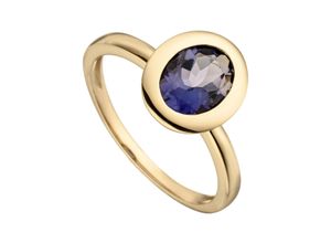 4061861171175 - Goldring JOBO Ring mit Iolith Fingerringe Gr 52 Gelbgold 585 blau (blau blau) Damen 585 Gold