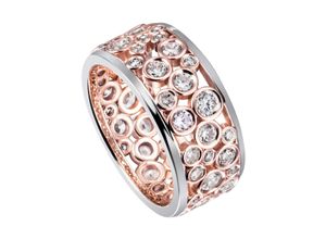 4061861172264 - Fingerring JOBO Ringmit 55 Zirkonia Fingerringe Gr 50 Silber 925 (Sterlingsilber) silberfarben (silber 925 weiß) Damen Fingerringe 925 Silber bicolor vergoldet