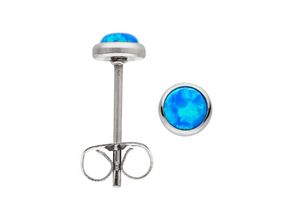 4061861172714 - Paar Ohrstecker JOBO Ohrringe 5 mm Ohrringe Gr Edelstahl silberfarben (edelstahlfarben) Damen Edelstahl mit synthetischem Opal blau