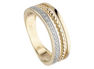 4061861176934 - Fingerring JOBO Ring mit 17 Zirkonia Fingerringe Gr 50 Gelbgold 333 goldfarben (gelbgold 333 weiß) Damen Fingerringe 333 Gold bicolor