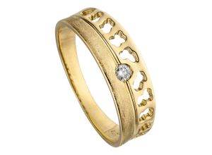 4061861177894 - Goldring JOBO Ring mit Diamant 005 ct Fingerringe Gr 52 SI = kleine Einschlüsse Gelbgold 585-Diamanten gelb (gelbgold 585) Damen Fingerringe 585 Gold