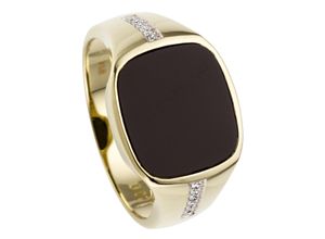 4061861178334 - Fingerring JOBO Ring mit Onyx und 12 Diamanten Fingerringe Gr 60 SI = kleine Einschlüsse Gelbgold 585-Diamanten schwarz (schwarz schwarz) Herren Goldringe 585 Gold bicolor