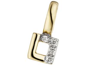 4061861180108 - Ketten-Anhänger JOBO Anhänger eckig Schmuckanhänger Gr SI = kleine Einschlüsse Gelbgold 585-Diamanten gelb (gelbgold 585) Damen Anhänger 585 Gold mit 4 Diamanten