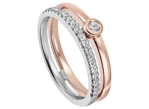 4061861180399 - Fingerring JOBO Ring mit 22 Diamanten Fingerringe Gr 54 SI = kleine Einschlüsse Roségold 585-Weißgold 585-Diamanten rosegold (roségold 585) Damen Diamantringe 585 Gold bicolor