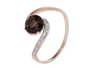 4061861181594 - Fingerring JOBO Ring mit Rauchquarz und 3 Diamanten Fingerringe Gr 50 P2 = erkennbare Einschlüsse Roségold 585-Diamanten rosegold (roségold 585) Damen Diamantringe 585 Roségold bicolor