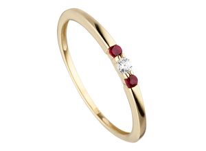 4061861181839 - Fingerring JOBO Ring mit Rubin und Zirkonia Fingerringe Gr 50 Gelbgold 333 goldfarben (gelbgold 333 rot) Damen Fingerringe 333 Gold