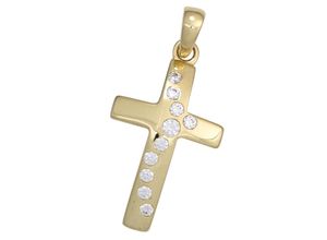 4061861186971 - Kreuz-Anhänger JOBO Anhänger Kreuz Schmuckanhänger Gr Gelbgold 333 goldfarben (gelbgold 333) Damen Anhänger 333 Gold mit Zirkonia