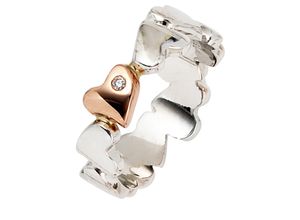 4061861189316 - Diamantring JOBO Herz-Ring mit Diamant Fingerringe Gr 56 SI = kleine Einschlüsse Roségold 585-Weißgold 585-Diamanten rosegold (roségold 585) Damen Diamantringe 585 Gold bicolor