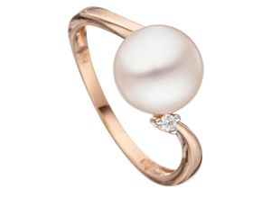 4061861190046 - Perlenring JOBO Ring mit Perle und Diamant Fingerringe Gr 54 SI = kleine Einschlüsse Roségold 585-Diamanten-Perlen rosegold (roségold 585) Damen Diamantringe 585 Roségold