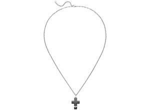 4061861192668 - Kette mit Anhänger JOBO Kreuz Halsketten Gr Edelstahl Länge 56 cm silberfarben (edelstahlfarben) Damen aus Edelstahl mit Zirkonia 56 cm