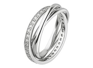 4061861193603 - Fingerring JOBO verschlungen Fingerringe Gr 50 Silber 925 (Sterlingsilber) silberfarben (silber 925 weiß) Damen Fingerringe 925 Silber mit Zirkonia rundum