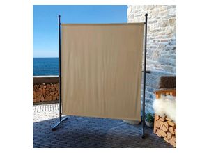 4061869477743 - Quick Star - Paravent 150 x 190 cm Stoff Raumteiler Groß Stellwand Trennwand Balkon Sichtschutz Beige