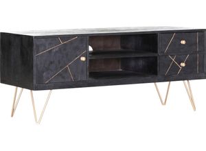 4061915067409 - Lowboard Scan Sideboards Gr B H T 130 cm x 57 cm x 53 cm 2 St schwarz Kommode mit modernen Haarnadel Beinen Breite 130 cm