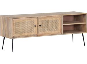 4061915121828 - Lowboard Liam Sideboards Gr B H T 140 cm x 55 cm x 42 cm beige (natur) Lowboards mit Rattangeflecht