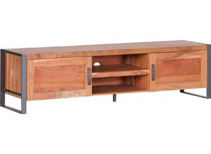 4061915125970 - Lowboard Alvara Sideboards Gr B H T 170 cm x 46 cm x 42 cm grau (natur anthrazit) Lowboards mit Rattan Geflecht oder Massivholz Front wechselbar