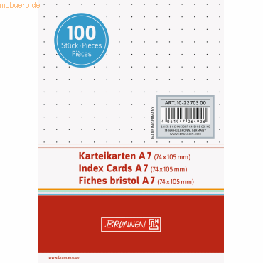 4061947064926 - 5 x Karteikarten A7 punktiert weiß VE=100 Stück