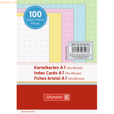 4061947064988 - 5 x Karteikarten A7 punktiert sortiert VE=100 Stück