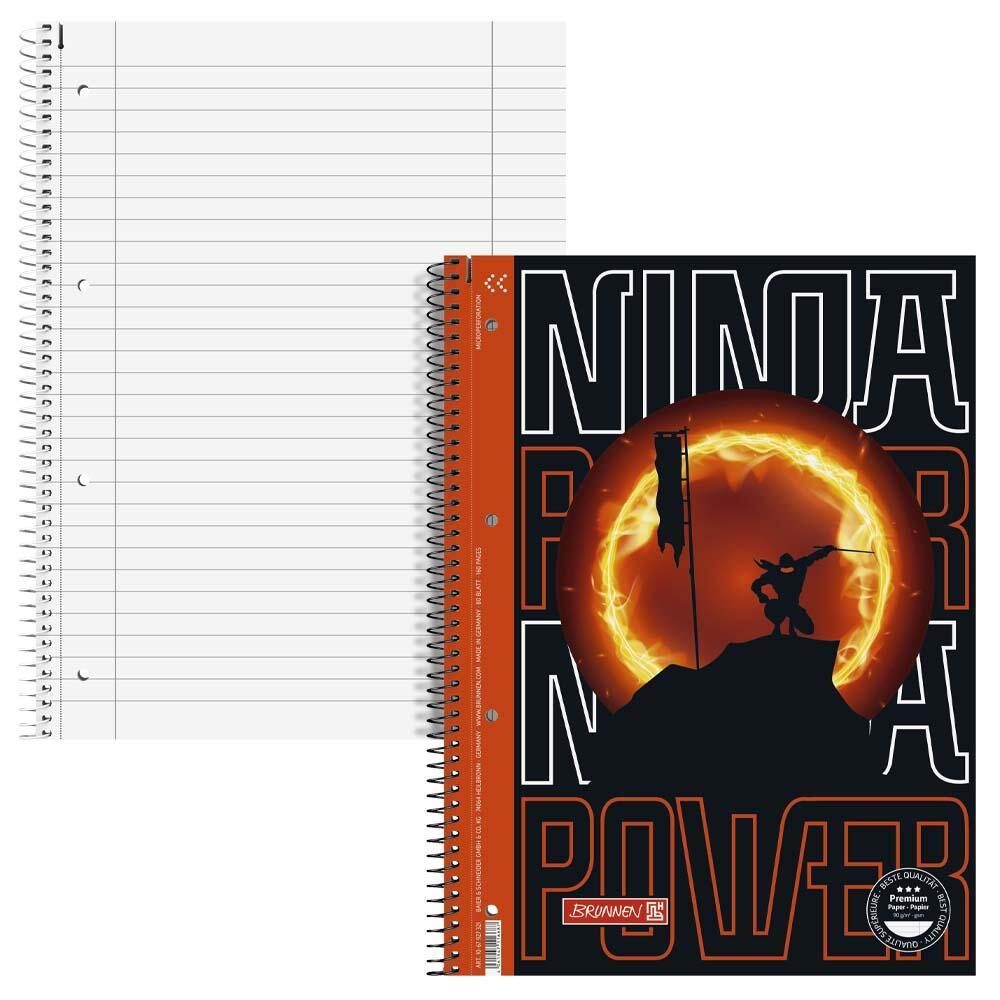 4061947116687 - Collegeblock 10-67927321 Ninja Power Ninja Lineatur 27   liniert mit Rand innen außen A4 90g schwarz 80 Blatt 406194711668