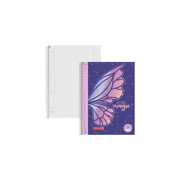 4061947116748 - Collegeblock 10-67928322 Magic Butterfly Schmetterling Lineatur 28   kariert mit Rand innen außen A4 90g violett 80 Blatt 