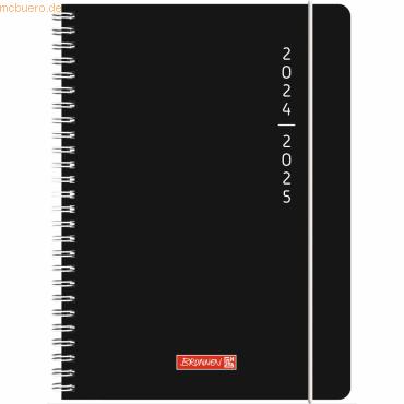 4061947119480 - Schülerkalender 1072155125 Plain Black schwarz 1 Woche   2 Seiten 148x21cm (A5) Juli 2024 - Dezember 2025 4061947119480 Br