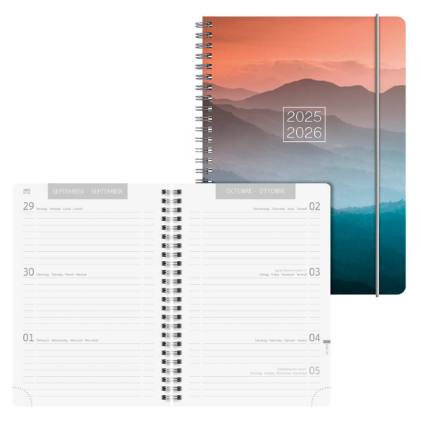 4061947139624 - Schülerkalender Sunset Juli 2025 - Dezember 2026 grau orange
