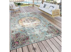 4061981000423 - Paco Home - In- & Outdoor Teppich Modern Orient Print Terrassen Teppich Türkis 160x220 cm