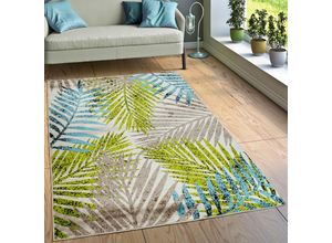 4061981004483 - Designer Teppich Wohnzimmer Urban Jungle Palmen Design Braun Beige Grün Blau 80x150 cm - Paco Home