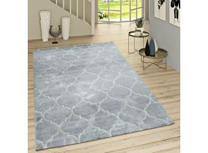 4061981007231 - Kurzflor Teppich Modern Marokkanisches Muster Vintage Style Ombre Look Grau Weiß 60x100 cm - Paco Home