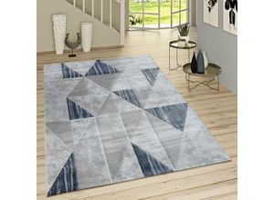 4061981007309 - Kurzflor Teppich Modern Rauten Muster Vintage Style Ombre Look Grau Blau 80x150 cm - Paco Home