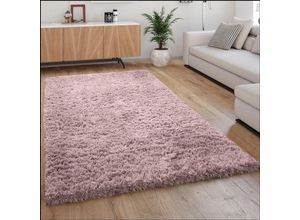 4061981031526 - Hochflor Teppich Kuschelig Modern Shaggy Flokati Stil Gemütlich Uni Rosa 60x90 cm - Paco Home