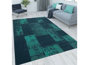 4061981032233 - Teppich Mariba 100 Teppiche Gr B L 200 cm x 290 cm 13 mm 1 St blau (türkis) Baumwollteppiche Kurzflor modernes Patchwork Design Wohnzimmer Schlafzimmer