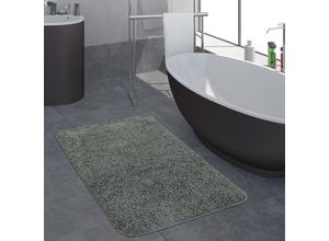 4061981037153 - Moderner Badezimmer Teppich Einfarbig Hochflor Badteppich Rutschfest In Grau 60x100 cm - Paco Home