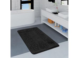 4061981038938 - Moderner Badezimmer Teppich Bordüre Badvorleger Rutschfest Badematte In Schwarz 40x55 cm - Paco Home