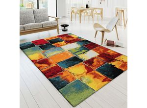 4061981046612 - Paco Home Teppich Wohnzimmer Schlafzimmer Jugendzimmer Kurzflor Modern Vintage Bunt Abstrakte Muster 120x170 cm Bunt 6