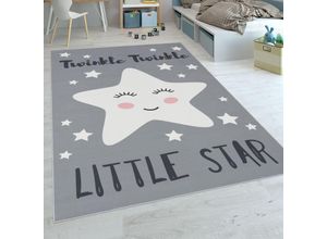 4061981048777 - Kinderteppich Kinderzimmer Modern Niedlicher Stern Spruch Grau Weiss 120x160 cm - Paco Home