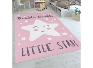 4061981048869 - Kinderteppich Kinderzimmer Mädchen Niedlicher Stern Spruch Rosa Weiss 180x280 cm - Paco Home